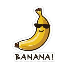 a banana with sunglasses and the words bananas written on it's side is shown