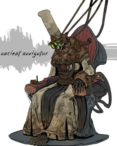 a drawing of an alien sitting in a chair with the caption ancient nargotor