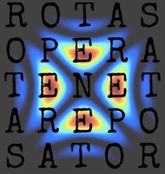 an abstract image with the words rotas opera theatre sator in black and blue