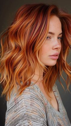 Sweet Summer Vibes: 25 Inspiring Strawberry Blonde Hair Ideas for 2024 Copper And Strawberry Blonde Hair, Hair Colour Inspo Color Trends, Natural Red Hair Color Strawberry Blonde, Redhead With Highlights And Lowlights, Cherry Blonde Balayage, Natural Redhead Lowlights, Orange Hair With Highlights, Red Hair Copper Highlights, Copper And White Hair