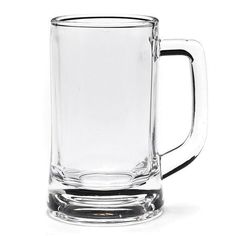 a glass mug is shown on a white background