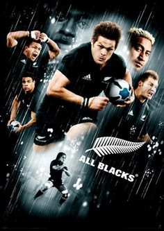 the all blacks rugby team is featured in this poster