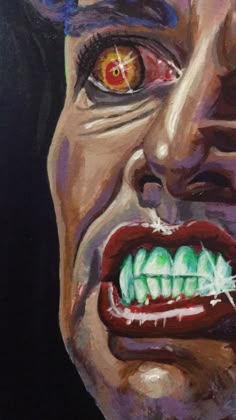 a painting of a man with his mouth open