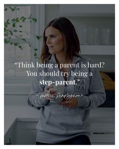 a woman sitting in front of a window holding a coffee cup with the words think being a parent is hard? you should try