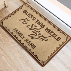 a door mat that says, bess this mile to save the family name