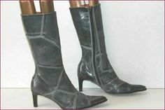 SPIRAL Mid Boots Pointed Gray Leather T 40 TBE | eBay Gray Round Toe Boots For Formal Occasions, Gray Leather Boots For Fall, Gray Fitted Boots For Fall, Gray Formal Boots For Fall, Formal Gray Boots For Fall, Gray Formal Boots With Round Toe, Chic Gray Leather Boots, Gray Round Toe Formal Boots, Chic Fitted Gray Boots