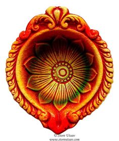 a red and yellow flower shaped bowl on a white background