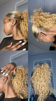 Natural Hair Claw Clip, Blonde Natural Hair, Cute Natural Hairstyles, Dyed Curly Hair, Natural Hair Bun Styles, Girl Hair Colors, Beautiful Black Hair, Curls Hairstyles