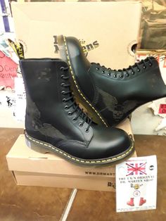 These are a rare boot for sure. They are a 10 hole, non safety steel toe Dr Martens boot. They are finished in the thicker leather used for this range . These are rare as they no longer produce this boot. The upper has a laser finish which has wings and a skull on it. Definitely a unique look. We have SIZES 7/41,8/42,9/43,10/45,11/46 available Dr Martens White, Green Boots, Patent Leather Boots, Boot Companies, Dr Martens Boots, Cream Shoes, White Boots, Mens Shoes Boots, Dr. Martens Boots