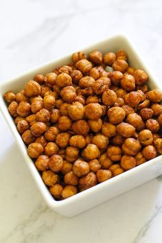 air fryer crispy chickpeas in a white bowl