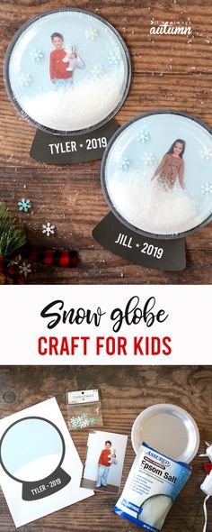 the snow globe craft for kids is on display