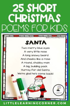 25 Short Christmas Poems for Kids - Little Learning Corner Vintage Poems, Patch Crafts, Kindergarten Poems