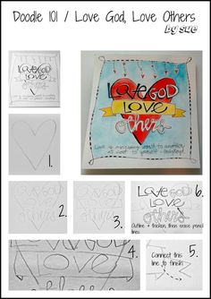 the instructions for how to make an i love you sign with hearts and words on it