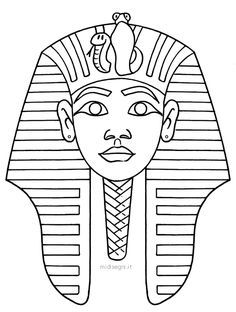 an egyptian mask with the head of pharaoh tutane, outlined in black and white