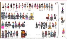 the barbie dolls are all dressed up in their respective outfits and hair styles, but they're identical to each other