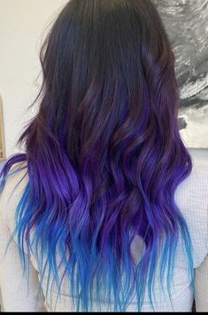 Dark Blue Hair Ideas, Dark Blue Hair Color, Half Colored Hair, Ombre Hair Color For Brunettes, Blue Hair Ideas, Bright Purple Hair, Pink Hair Streaks, Unnatural Hair Color, Diy Hair Dye