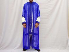 3-Pieces Circumcision Jabador For Men, Blue Jabador For Wedding, Long Dress For Men, Moroccan Kaftan For Men This 3*Pieces kaftan is very pleasant to wear mainly in summer, at the party, indoor, outdoor, at weeding and on special occasions with family and friends... Very fast to wear, not stick to the skin, this kaftan is really must-have clothing. This bohemian kaftan fits all body shape perfectly. and all sizes are available. This Moroccan kaftan for men will be a master peace among your cloth Blue Traditional Formal Agbada, Blue Formal Thobe For Eid, Royal Traditional Wear For Eid, Blue Sherwani For Traditional Ceremonies With Traditional Drape, Blue Long Sleeve Agbada For Wedding, Formal Blue Long Sleeve Agbada, Blue Dabka Sherwani For Traditional Ceremonies, Royal Blue Traditional Wear For Eid, Fitted Blue Agbada For Traditional Ceremonies