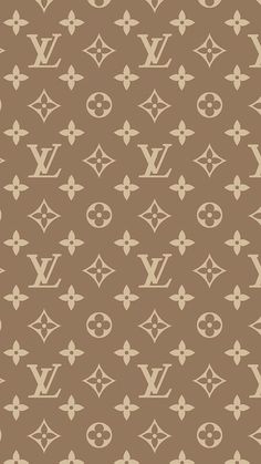 the louis vuitton wallpaper pattern in brown and beige, with white letters on it