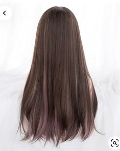 Pastel Brown Hair Color, Short Hair Front Long Hair Back, Pastel Purple Highlights Brown Hair, Peekaboo Highlights Straight Hair, Hair Dyed Underneath Blue, Andweaso Aesthetic, Brown Hair Colored Highlights, Pink Highlights In Dark Brown Hair, Hair Streaks For Black Hair