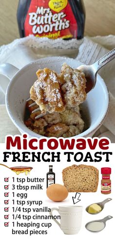 a poster with instructions for how to make microwave french toast