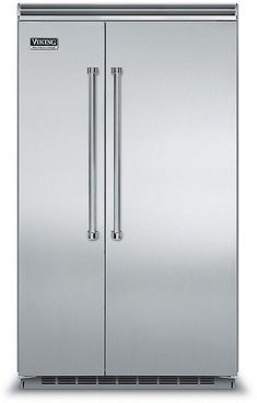 a stainless steel double door refrigerator freezer