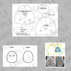 the sewing pattern for an infant's beanie is shown with instructions to make it