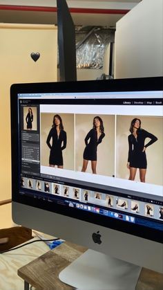 a computer screen showing the image of a woman's body in short shorts and heels