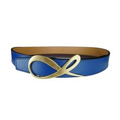 Sebastian Cruz Couture Signature Brushed Yellow Gold Buckle Reversible Belt Gange Leather One Side White/One Side Navy Blue Universal Size 118" X 1.35" 100% Handmade In Italy Gold Belt, Gold Belts, Reversible Belt, Mens Belts, Belt Buckle, Belt Buckles, Cobalt, In Italy, Navy Blue