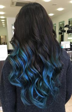 Blue And Black Hair, Blue Tips Hair, Blue Hair Highlights, Tori Vega, Blue Black Hair, Blue Ombre Hair, Fotografi Digital, Hair Color Blue, Hair Shades