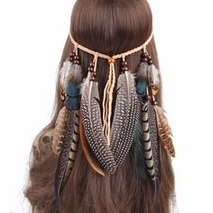 Bohemian Hair Accessories Boho Feather Headband, Wedding Headwear, Indian Feathers, Bohemian Headband, Boho Mode, Fest Outfits, Estilo Hippy, Estilo Hippie, Stil Boho