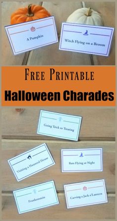 free printable halloween charadess with pumpkins and other items on the table