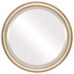 a round mirror is shown against a white background and has gold rims on the edges