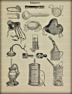 an old fashioned illustration of kitchen items