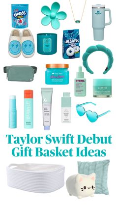 the taylor swift debuut gift basket is filled with items