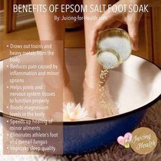 Epsom Salt Cleanse, Epsom Salt Foot Soak, Foot Detox Soak, Epsom Salt Scrub, Epsom Salt Benefits, Foot Soak Recipe, Bath Benefits, Toenail Fungus Remedies, Bath Recipes