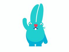 a blue rabbit with its head in the air