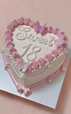 a pink heart shaped cake on top of a card