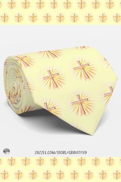 an image of a yellow tie with sunbursts in the sky on it