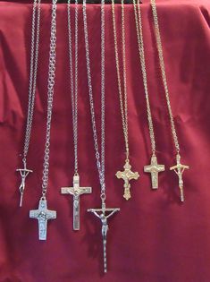 No costume is complete without the small accessories.  This listing has several different style crucifixes each with a 30 inch gold or silver color chain unless other size is listed.  One style is the one famously worn by our beloved Saint JPII, another is our current Pope Francis' crucifix and the other is a generic style that can be worn by a cardinal, archbishop, or any other pope, priest, nun (or person, for that matter). Boys Costumes, Pope John Paul Ii, Boy Costumes, Pope Francis, Small Accessories, Different Styles, Silver Color, Silver Chain, Matter