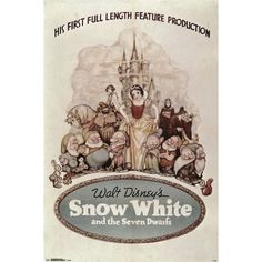 the snow white and the seven dwarfs movie poster from walt's animated classic movies