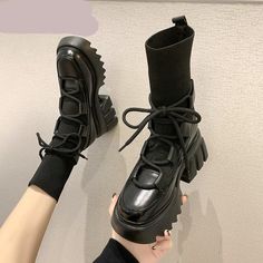 Brand Name: goosuduBoot Type: BasicShaft Material: PUOrigin: CN(Origin)Season: WinterInsole Material: LatexHeel Type: Strange StyleLining Material: PUOutsole Material: RubberUpper Material: PUBoot Height: ANKLEis_handmade: YesPattern Type: SolidModel Number: women bootsItem Type: BootsFit: Fits true to size, take your normal sizeFashion Element: zipperDepartment Name: AdultToe Shape: Square ToeHeel Height: High (5cm-8cm)With Platforms: YesPlatform Height: 0-3cmClosure Type: ZIP Knitted Shoes, Short Winter Boots, Winter Shorts, Knit Shoes, Pu Heels, Estilo Chic, Goth Punk, Round Toe Heels, Martin Boots