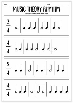 music theory worksheet with notes and numbers for kids to practice the musical instruments