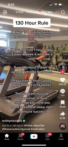 a person on a treadmill with the text'130 hour run'in front of them