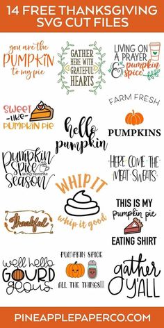 the free thanksgiving svg cut files are available for use on crafts and other projects