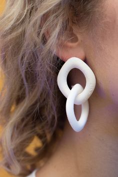 3D Printed Earrings made from ABS Plastic. Very light-weight and set with stainless steel posts. -- MATERIALS --  ABS Plastic Stainless Steel Posts -- 3D Printed + assembled in Savannah, Georgia -- 3d Printed Jewellery, 3d Print Earring, Resin 3d Printed Jewelry, 3d Print Earrings, 3d Print Jewelry, 3d Printed Jewelry Earrings, 3d Printed Necklace, Printed Earrings, 3d Printed Earrings