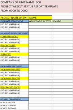 the project status sheet is shown in yellow