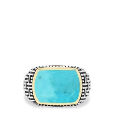 Effy Men's Sterling Silver & 18K Gold Accented Turquoise Ring, 0.45 TCW Effy Jewelry, Yellow Stone, Sterling Silver Mens, Men's Rings, Gold Yellow, Gold Accents, Turquoise Ring, Gold Metal, Mens Jewelry