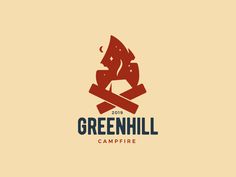 the logo for greenhill campfire, which has been designed in red and blue