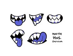 four cartoon mouths with teeth and fangs