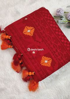 Exclusive Boutique Designer Muslin Saree - db20538 Bohemian Semi-stitched Saree With Motifs, Red Bohemian Cutdana Dupatta, Bohemian Saree With Motifs For Designer Wear, Bohemian Designer Saree With Motifs, Bohemian Red Chanderi Saree, Bohemian Embroidered Dola Silk Saree, Red Bohemian Saree With Motifs, Bohemian Saree With Motifs, Red Handloom Saree For Eid